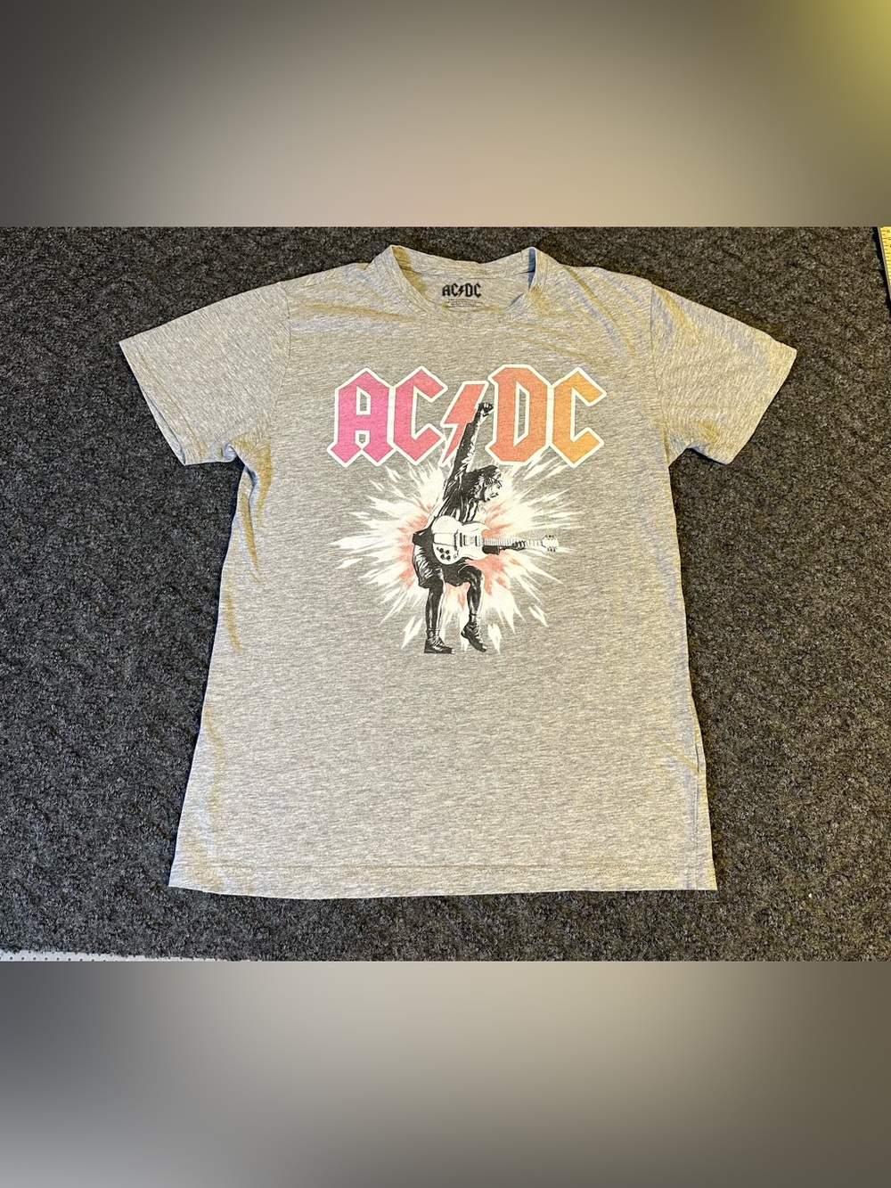 AC/DC Angus Young Graphic T-Shirt Grey Band Tee